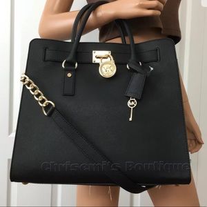 Michael Kors Hamilton Large Saffiano Tote Bag with Gold Tone Hardware